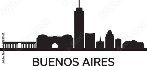 Buenos Aires skyline horizontal banner black silhouette Argentina vector on white background