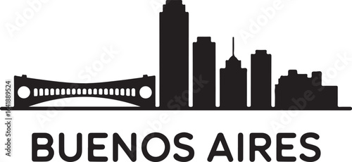Buenos Aires skyline horizontal banner black silhouette Argentina vector on white background