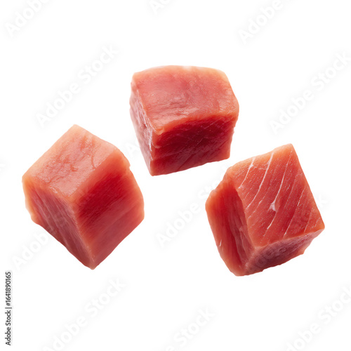 Wallpaper Mural Raw tuna cubes isolated on a transparent background fish meat Torontodigital.ca
