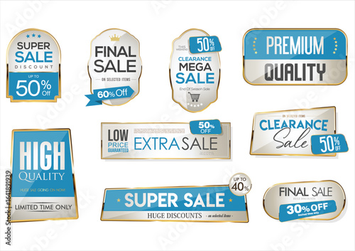 Super sale gold and white badges and labels collection 