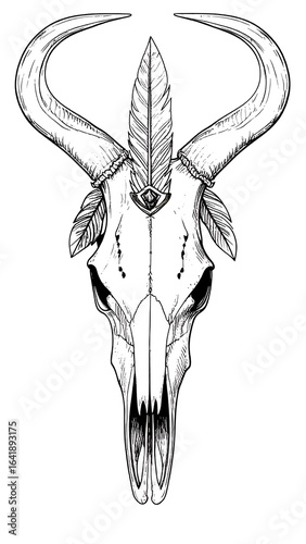 Tribal style animal skull graphic
