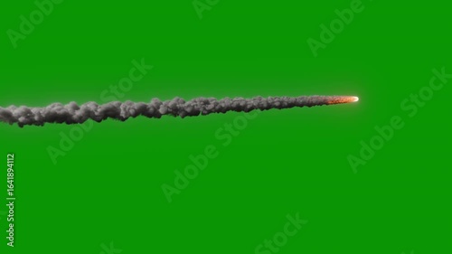Meteor, rocket or missile 009 shooting across the sky, 4k 24p, alpha channel for transparent background