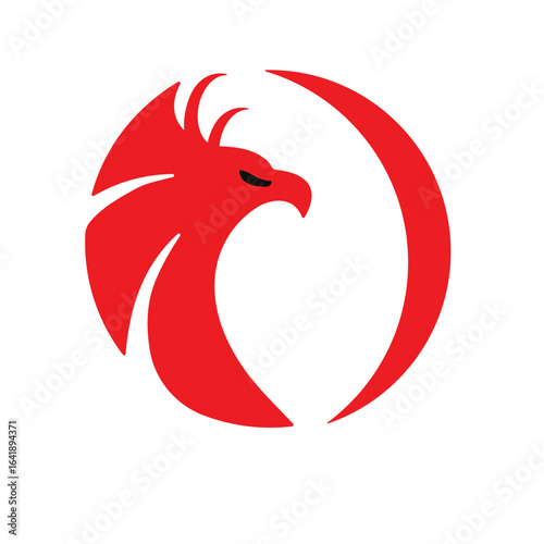 Red Phoenix Falcon Logo Vector – Modern Abstract Bird Icon Design