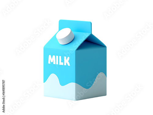Cute Blue and White 3D Milk Carton with 