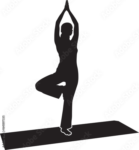 Silhouette of a woman doing pose in yoga