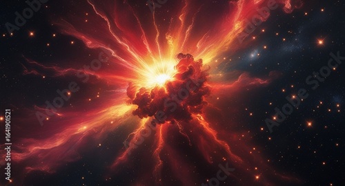 Wallpaper Mural Fiery Cosmic Explosion in Deep Space Torontodigital.ca