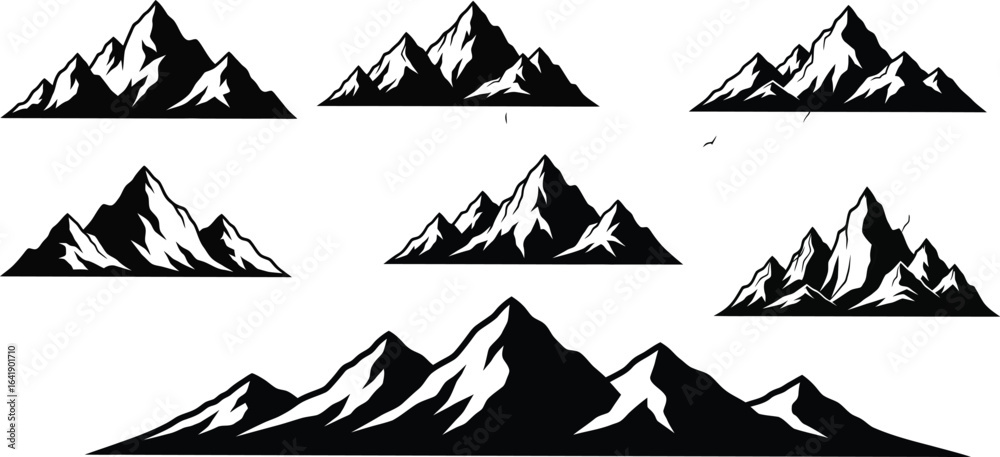Fototapeta premium Set of Mountain Range Silhouettes for Landscape Design 