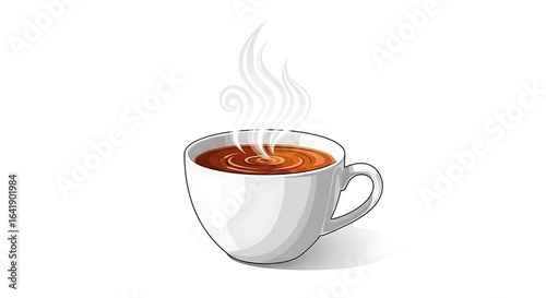 A simple vector illustration of a steaming hot cup of coffee isolated on a white background