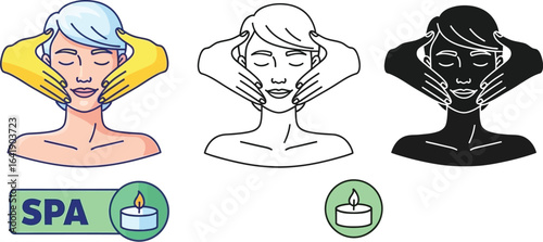 Spa facial massage therapy beauty treatment and wellness concept editable