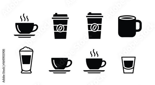 Wallpaper Mural Coffee Drink Icon Set � Black and White Minimalist Beverage Vectors Torontodigital.ca