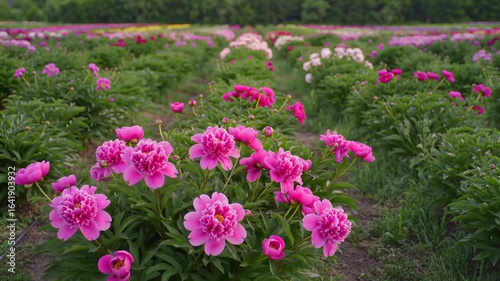 Wallpaper Mural Pink Peonies in a Field Torontodigital.ca