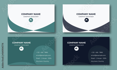 Midnight & Seafoam Curve Business Card