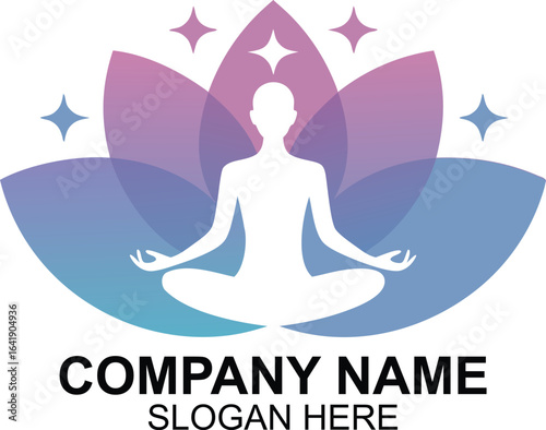 Serene Meditation Yoga and Wellness Lotus Logo Design for Inner Peace and Health
