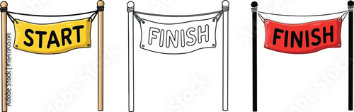 Start and finish line illustration race event competition editable