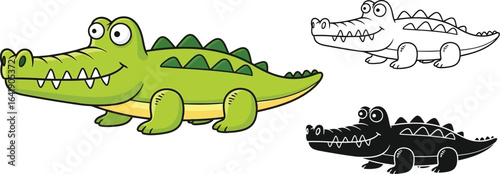 Cartoon crocodile vector illustration animal reptile alligator editable