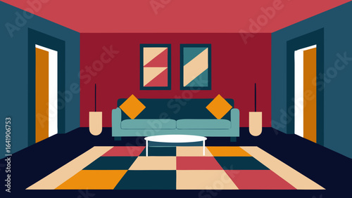 contemporary formal living room dual tone walls