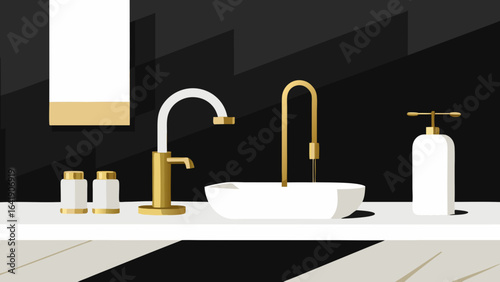 elegant monochrome bathroom marble counters