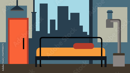 urban industrial bedroom exposed pipes