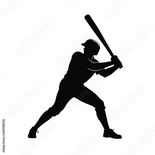 Silhouette of a baseball player swinging a bat