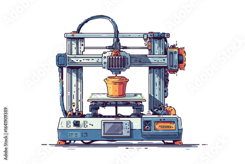 3D printer creating a prototype isolated