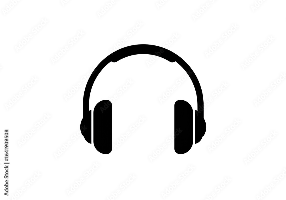 Fototapeta premium A simple black and white graphic of over ear headphones on a white background in the center