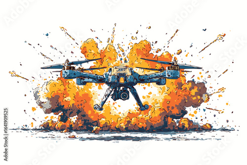fpv drone with explosion isolated