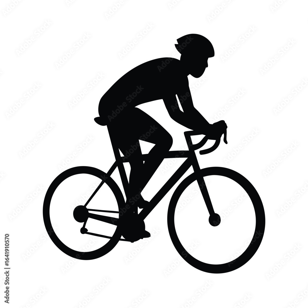 Fototapeta premium Fast cyclist silhouette on a white background