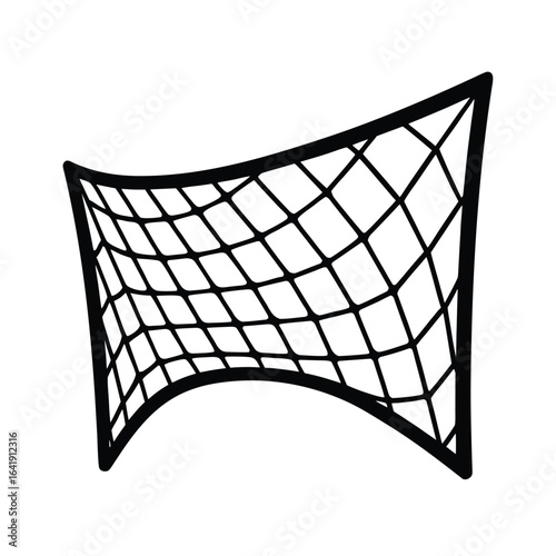 Soccer goal net silhouette on white background