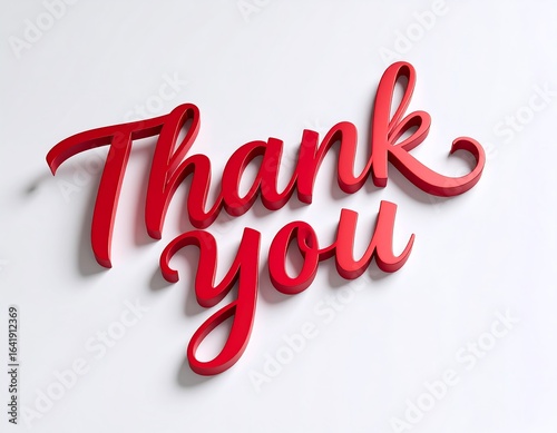 Red 3d Thank You Sign on White Background for Appreciation and Gratitude