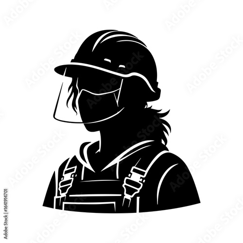 Wallpaper Mural Female Engineer Icon – Minimalist Black and White Vector Silhouette Torontodigital.ca