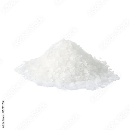 White coarse salt pile isolated on isolated on a transparent background crystals