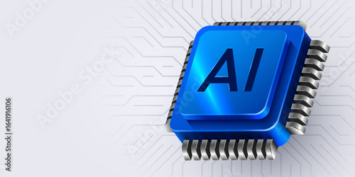 AI Computer chip. Technology concept. CPU processor. Computer microchip.
