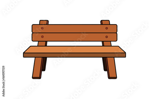 A wooden bench vector art illustration