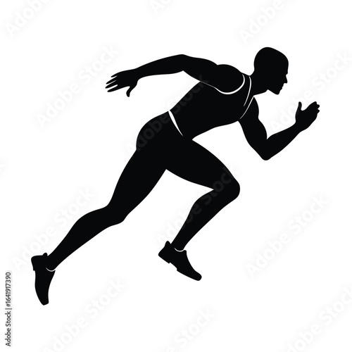Dynamic Silhouette of a Sprinter in Full Motion