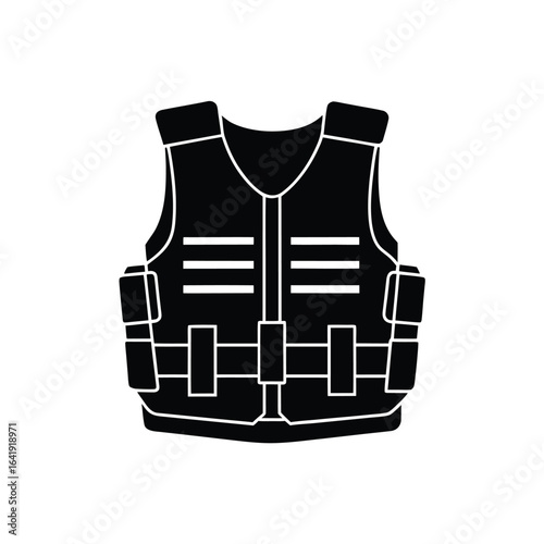 Tactical Vest Silhouette on White Background