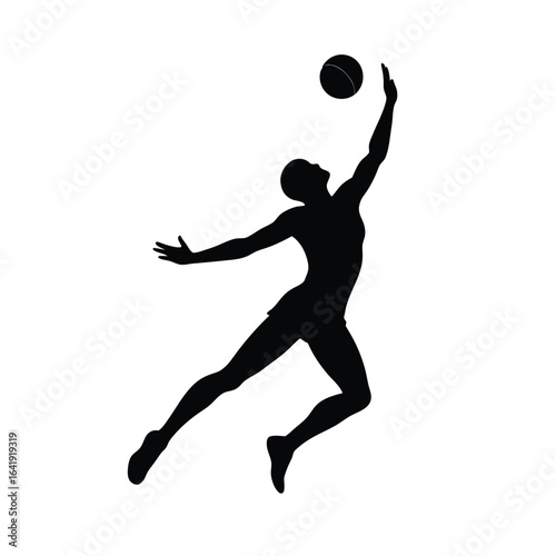 Volleyball Player Silhouette Spiking the Ball