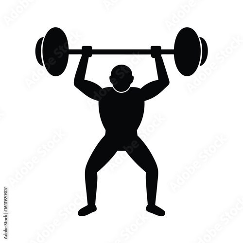 Silhouette of a Weightlifter Lifting a Barbell