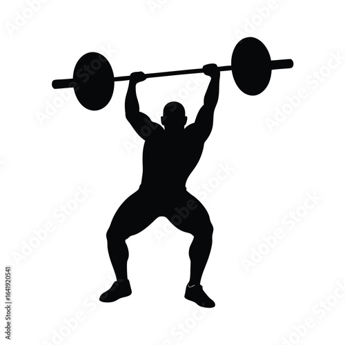 Weightlifter Silhouette with Barbell