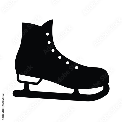 Silhouette of an ice skate on a white background