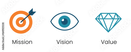 Achieve business success with clear mission vision and value proposition icons