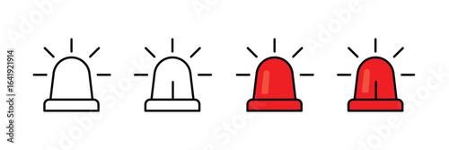 Alert siren icon set vector isolated on white background. 