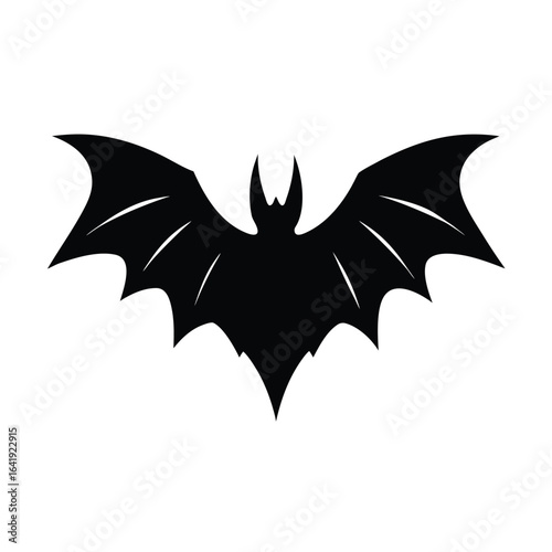 Silhouette of a Flying Bat Isolated on White