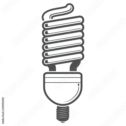 Vector Illustration of Spiral Compact Fluorescent Light Bulb in Minimal Silhouette Style