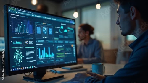 Wallpaper Mural Data Analysis at Modern Workspace: Young Specialist Exploring Digital Insights and Analytics Torontodigital.ca