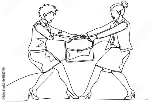 Continue One Line Art of Career Women Battling for Data Generative AI