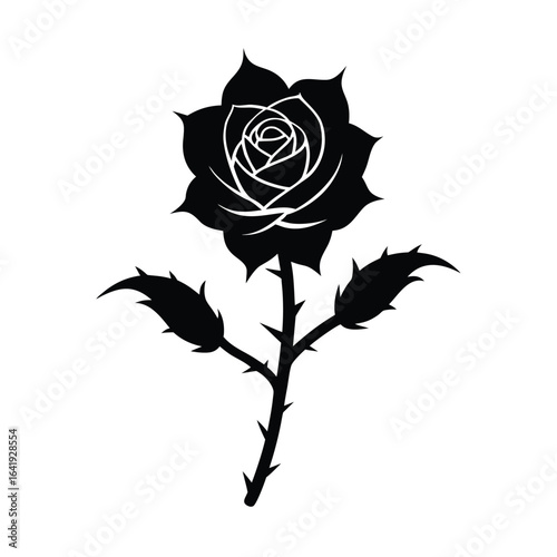 Silhouette of a Rose with Thorns