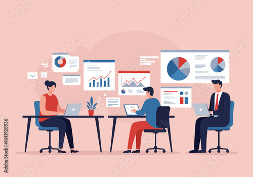 Modern Flat Vector Illustration of Business Plan and Strategy Development