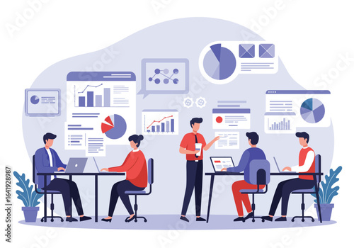 Modern Flat Vector Illustration of Business Plan and Strategy Development