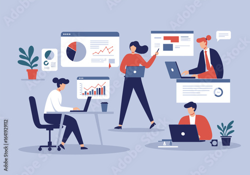 Modern Flat Vector Illustration of Business Plan and Strategy Development