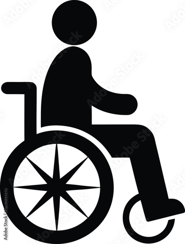 Silhouette of a person in a wheelchair isolated on white background